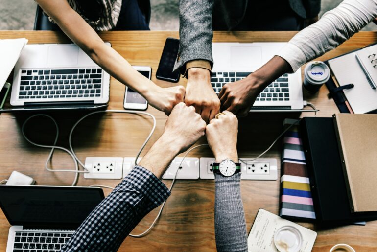 Friends working together