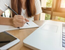 Student working on applying to school