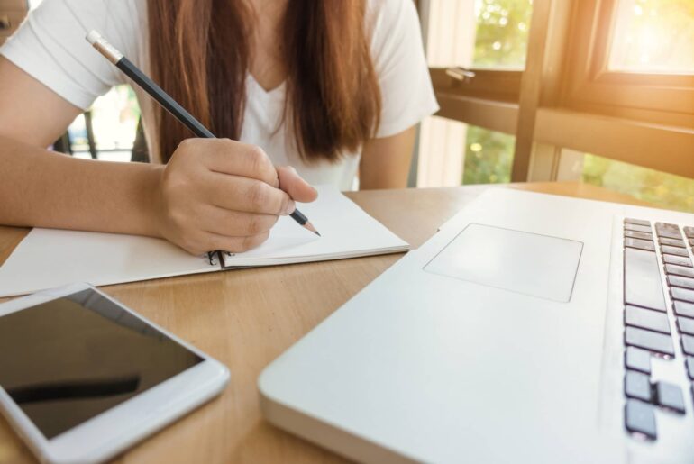 Student working on applying to school