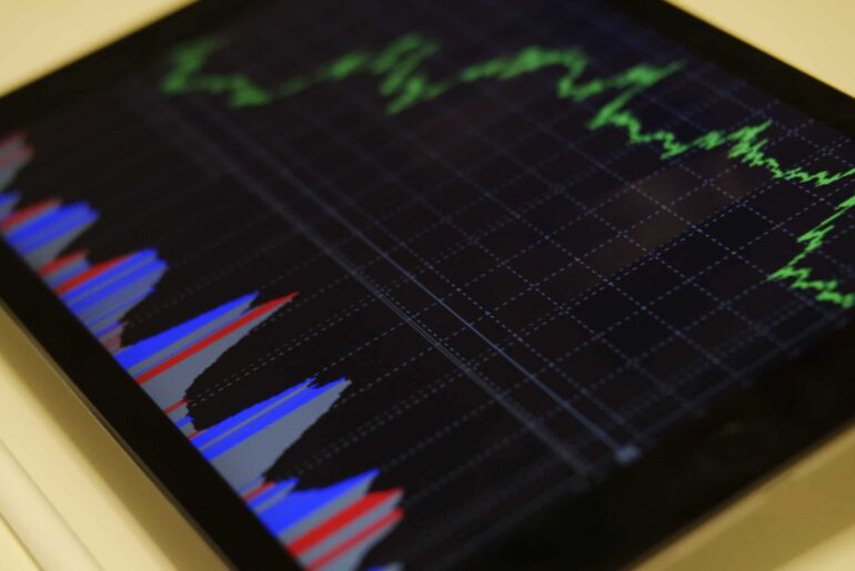 iPad showing financial graphs