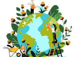 illustration of people taking care of the planet
