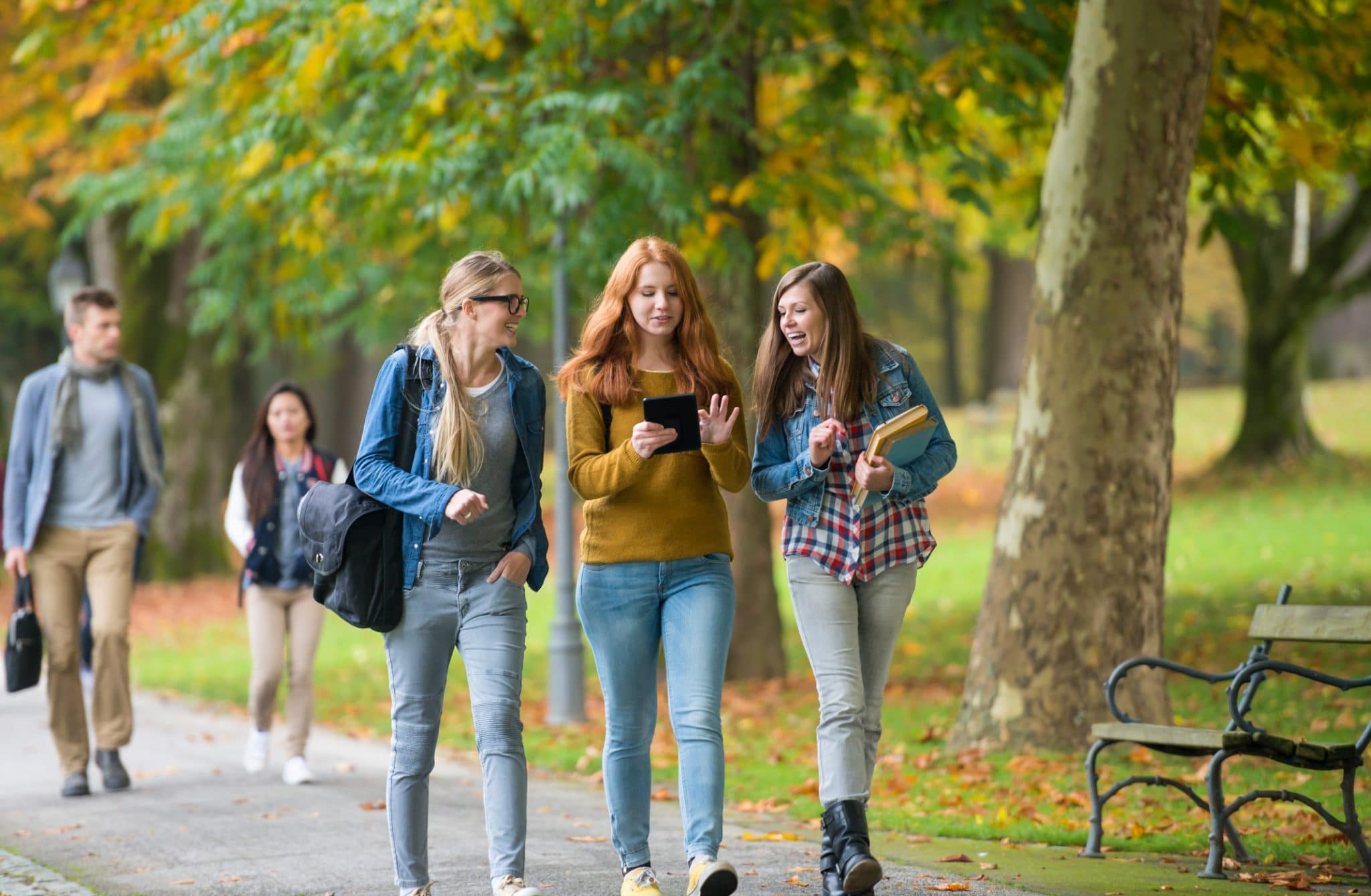 University Students Walking In Campus