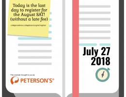Today is the last day to register for the August SAT without a late fee