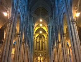 Church interior prep for Catholic school