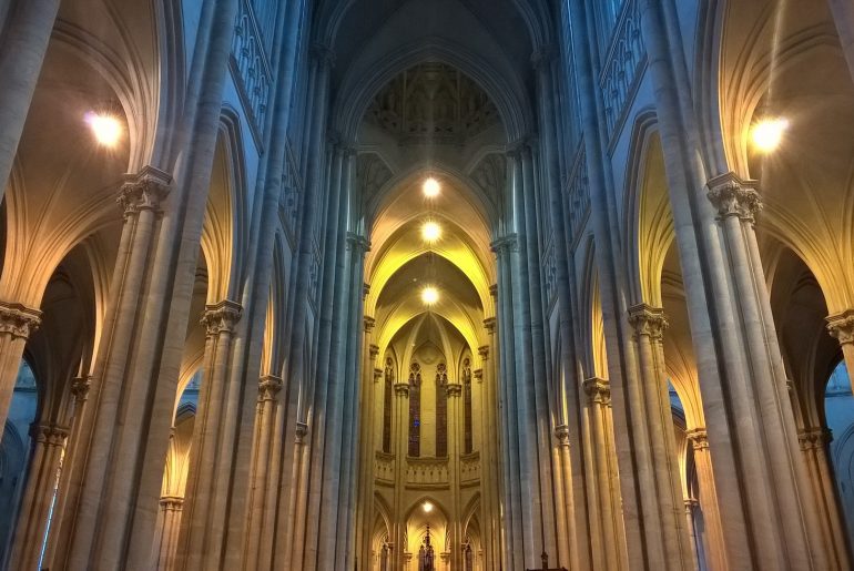 Church interior prep for Catholic school