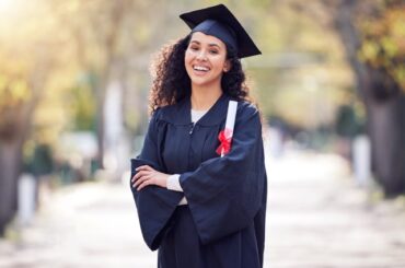 A student graduating who took CLEP and DSST exams to get her degree