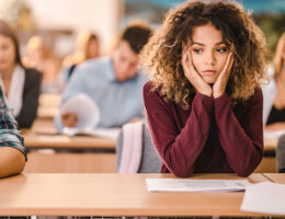 Student experiencing test anxiety and test dread.