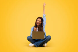 A student with laptop learning how to improve their SAT score in 4 weeks