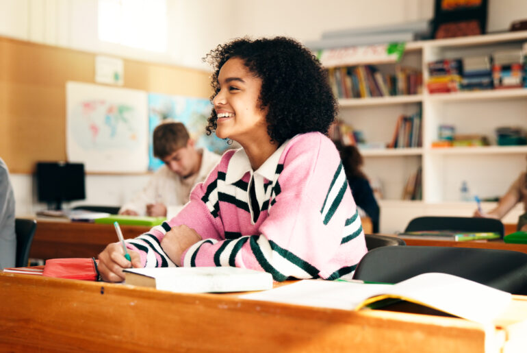 Student excited to study for their AP exam schedule​